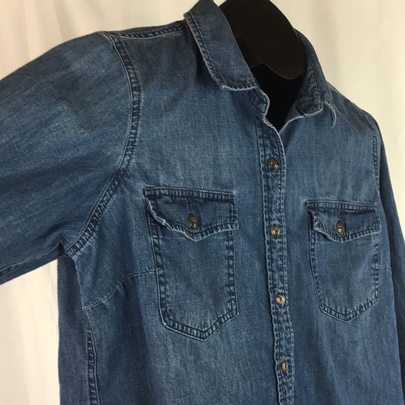 Before Damage Control Indigo Denim Button-Up - Picture 4 of 8